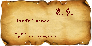 Mitró Vince névjegykártya